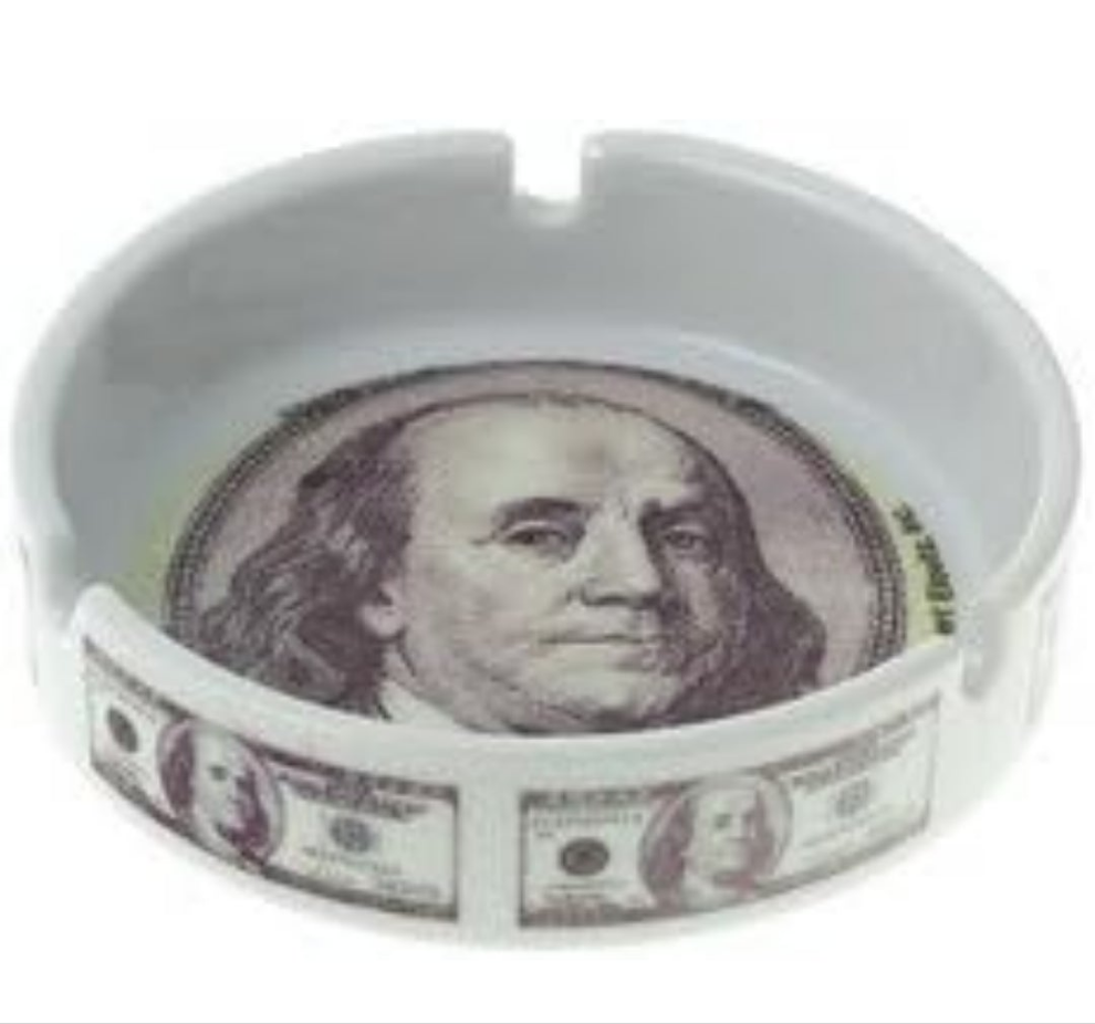 Money ashtray glass