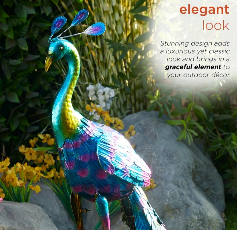 Peacock Statue Colorful Outdoor Weatherproof