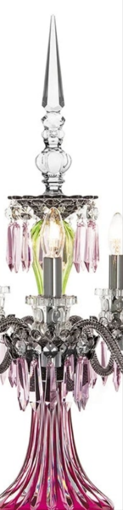 ARLEQUIN AMETHYST CRYSTAL CANDELABRA Saint-Louis Crystal Arlequin Three-Light Electric Candelabra or Five-Light