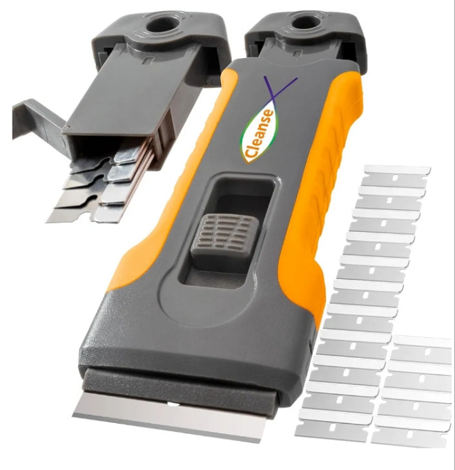 Razor Blade Scraper Tool with 15pcs Extra Blades, Cleaning Razor Scraper for Glass, Glass Top Stove Scraper for Oven Door, Cooktop Scraper, Glass Scraper Cleaning Paint from