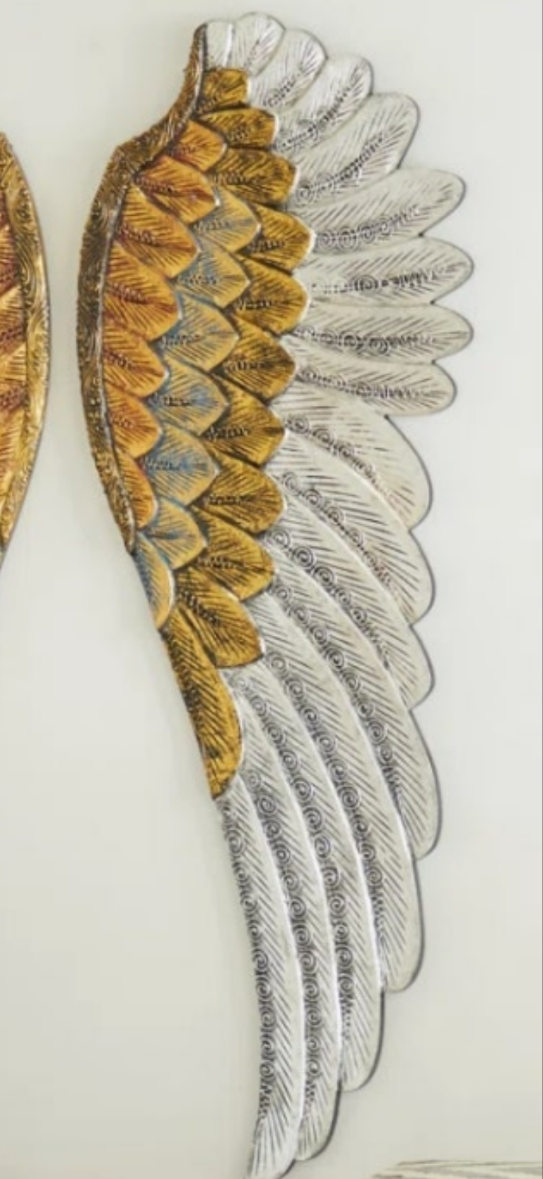 Wood Carved Angel Wings Bird Gold Wall Decor with Gold Accents Set room Decor