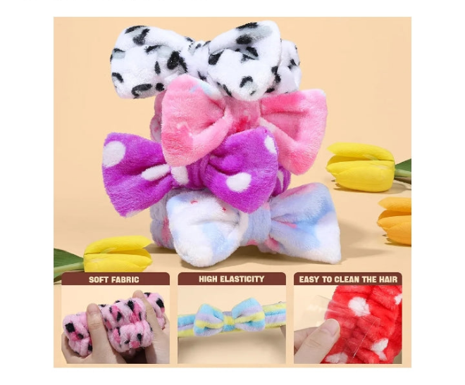 Spa Headbands - 9Pcs Cute Bow Headbands for Women, Skincare and Makeup, Washing Face