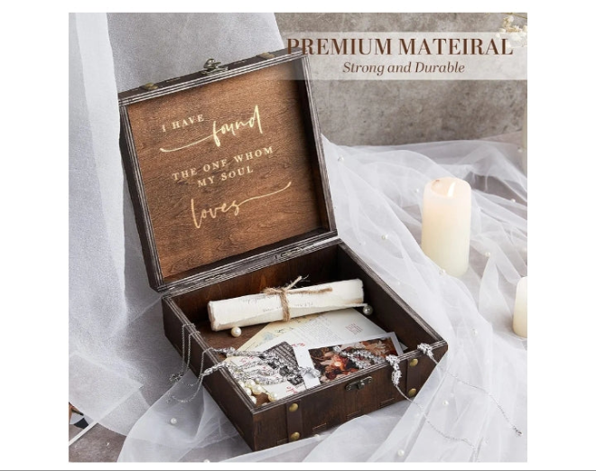Wedding Keepsake Box with Lids Wood Memory Box Storage Box Bridal Shower Gifts Wedding Engagement Couples Gifts Mr Mrs Christmas Gifts
