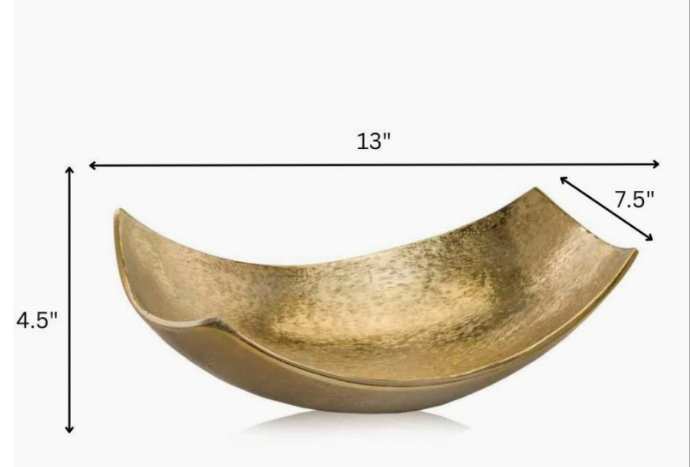 Aluminum Large Scoop Bowl in Gold or Silver 2 size options as well Abstract Decorative Room Decor Centerpiece Home Decor