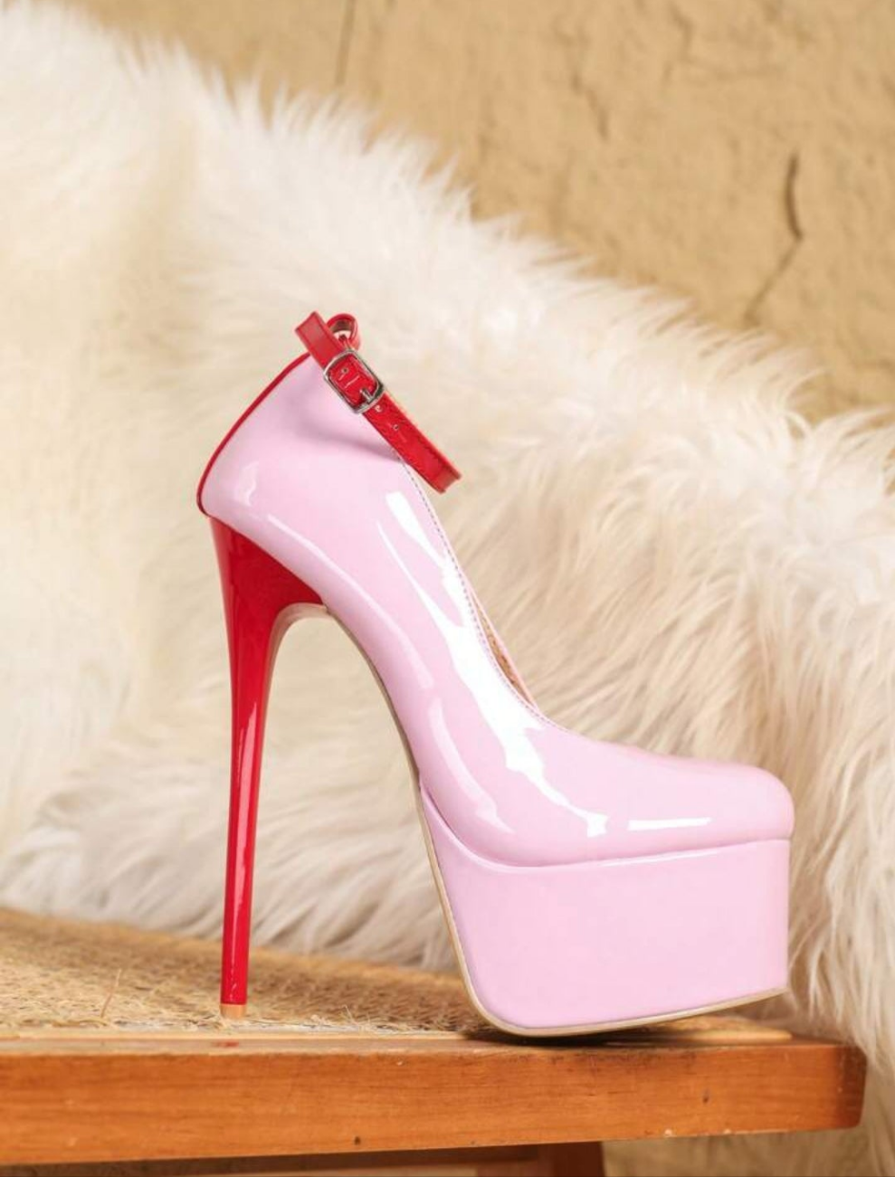 High Heel Fashion Pumps, Classic Peep Toe Ankle Strap Round Toe Sexy Stilettos,