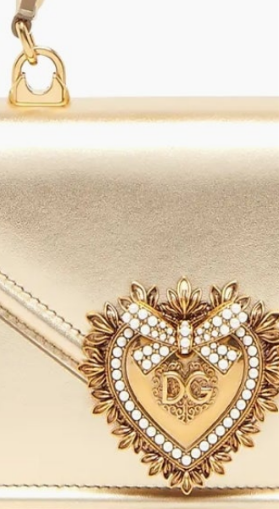 Dolce And Gabbana Devotion Metallic leather top handbag in pink or gold cute
