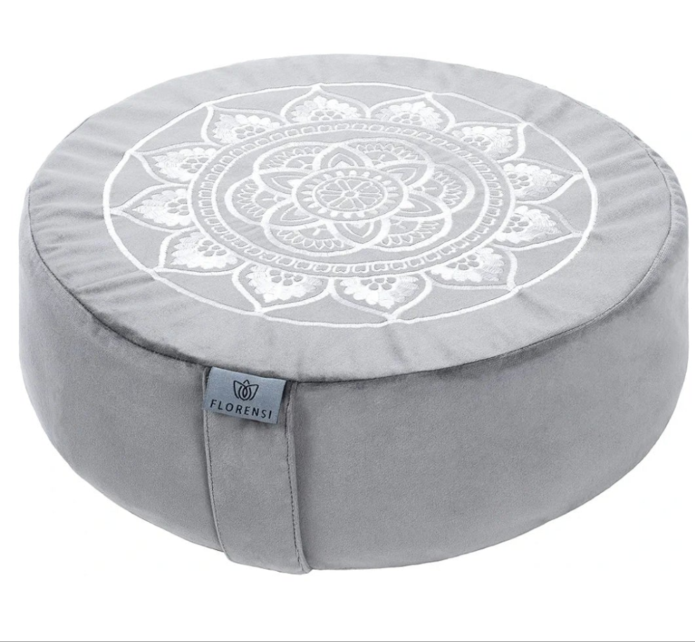 Meditation Cushion - Comfortable Floor Pillow - Traditional Tibetan Meditation Pillow with Beautiful Velvet Cover - Large Floor Cushion Seating for Adults - Premium Yoga Buckwheat Bolster