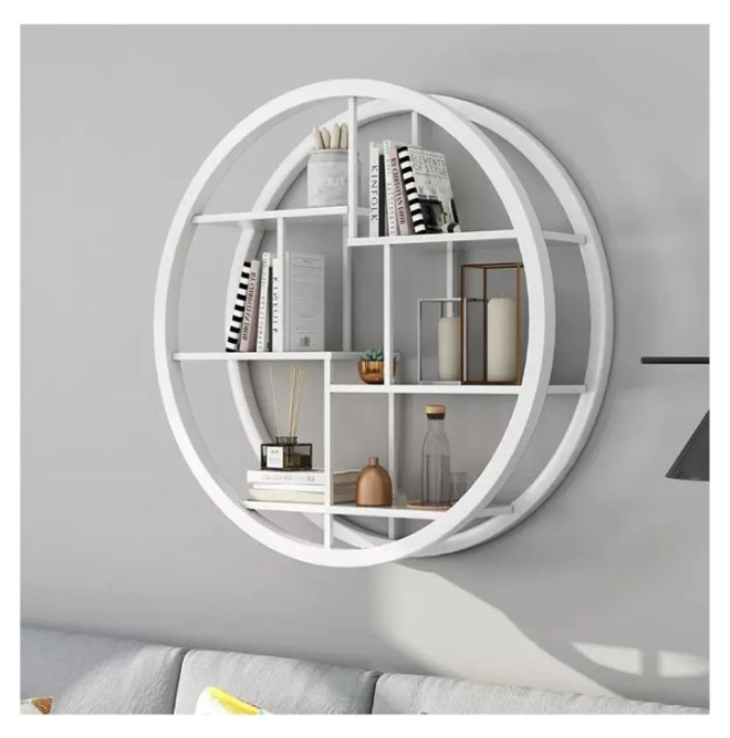 Wall Mount Shelves Metal Floating Shelves Wall Mounted, Circle Wall Shelf Round Wall Mount Display Organizer Holder Rack, Accent Decor for Bedrooms, Bathrooms, Kitchens, Living Rooms & Halls