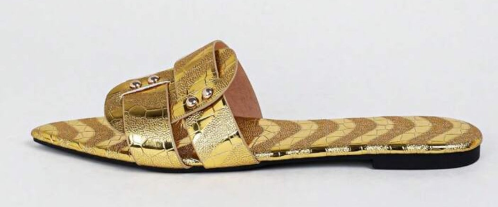 Women's Flat Sandals, Color Blocking Design Pointed Toe Fashion Outdoor Casual Slides, Party & Travel Shoes