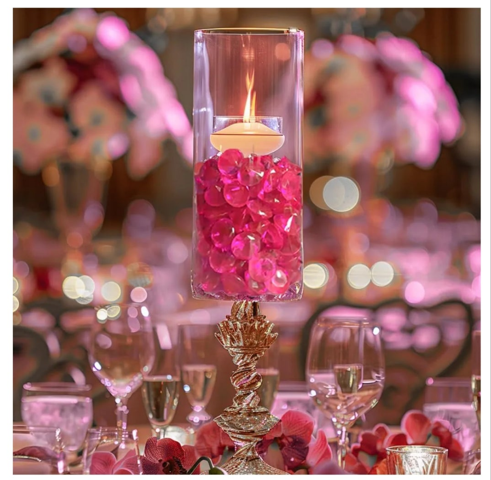 420 Pcs Acrylic Diamonds Diving Gems Crystal Clear Treasure Jewels for Table Scatters, Wedding Centerpieces,Party Decor,Vase Fillers,0.8" and 0.4" in 2 Seperate Organza Bags
