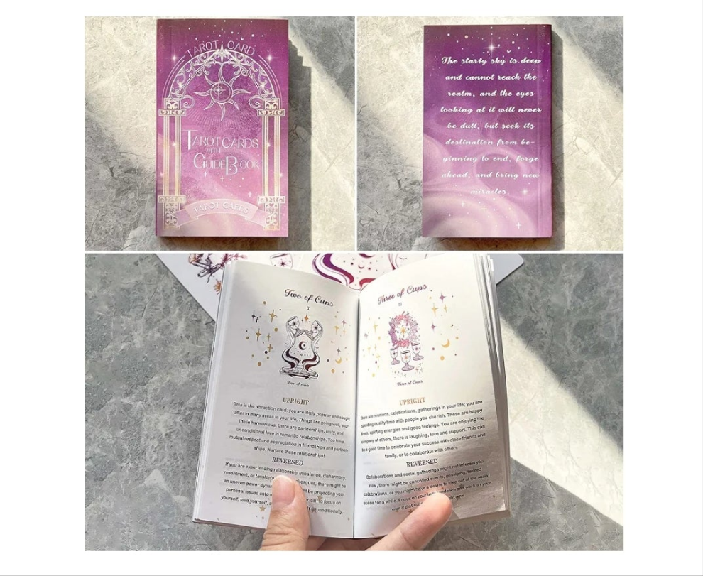 78 Tarot Cards with Guide Book - Tarot Deck Gift Set with Tarot Cloth, Chakra Stones & Tarot Bag, Purple Tarot Cards Fortune Telling Game Craft Cardboard for Beginners and Expert Readers