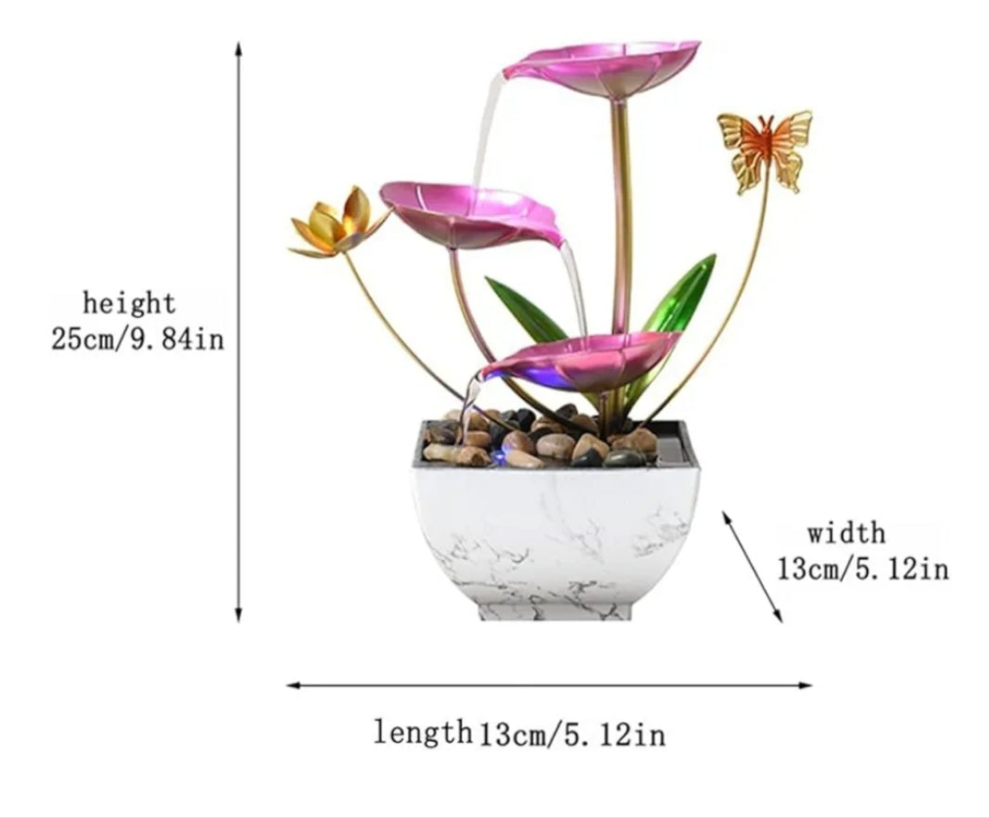 Pink Tabletop Water Fountain, USB Desktop Sleep Waterfall, Women Office Decor, Zen Garden for Desk