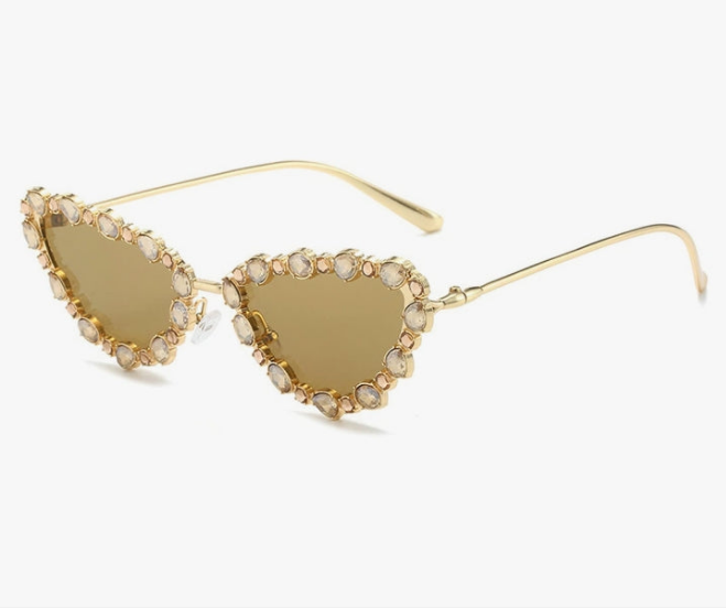 Full Crystal Shiny Cat Eye Sunglasses For Women Vintage Fashion Luxury Rhinestone Sun Glasses Female Elegant