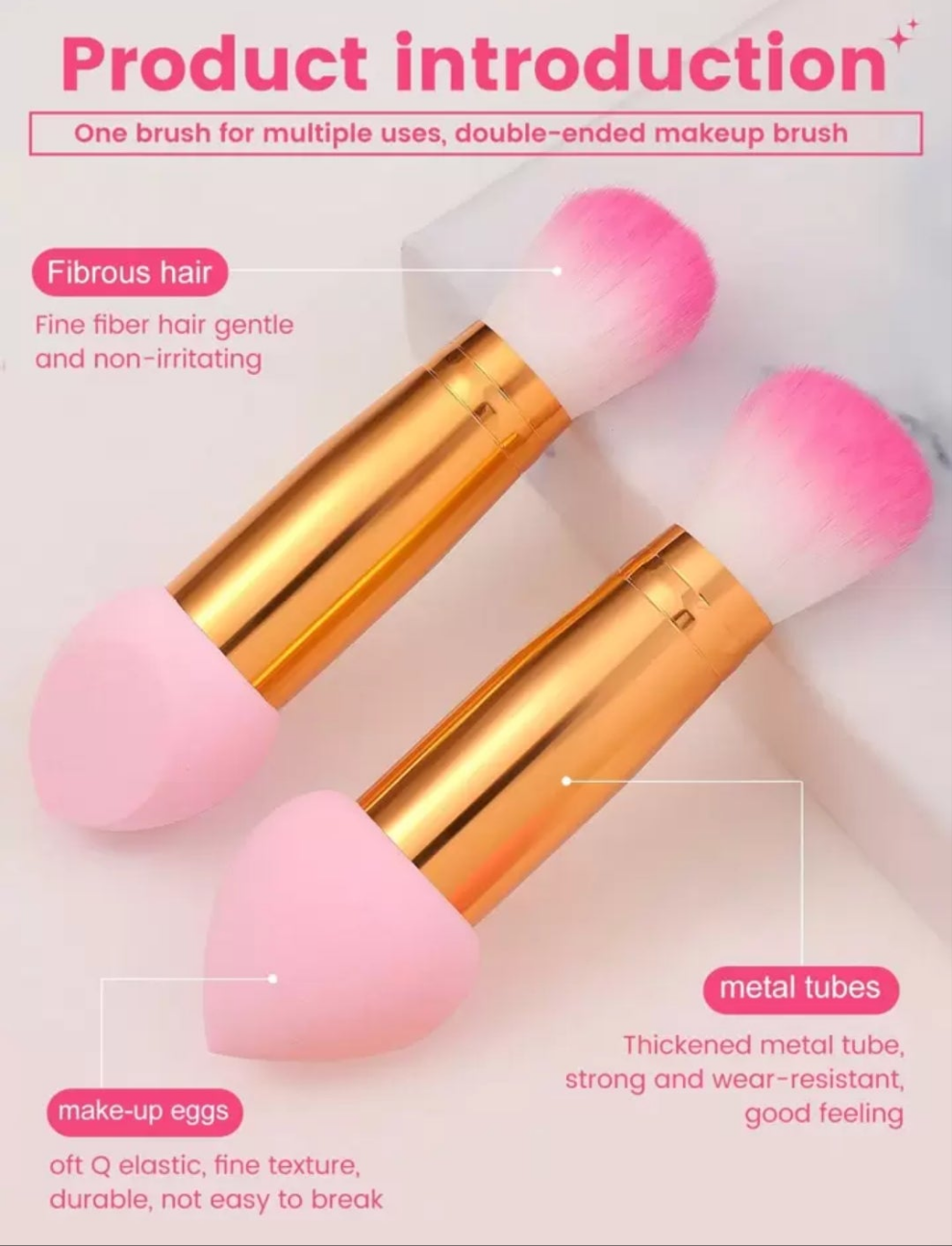 3pcs Double Head Multi-Function Makeup Tool, One Is Makeup Brush Sponge, The Other Is Makeup Brush material pur