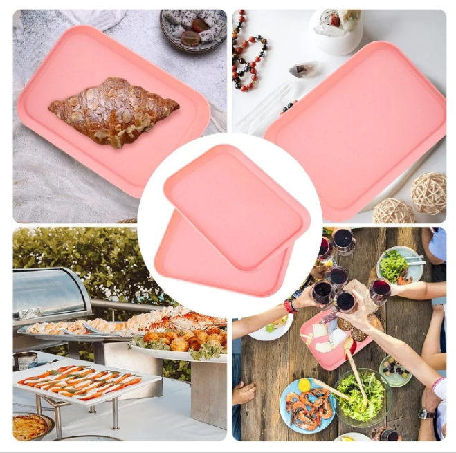2 pcs Serving Tray for Entertaining, Serving Platters for Snacks, Fruit, Cookies, Dessert, Fast Food Reusable Plastic Trays for Serving Food and Pantry Organization in Kitchen & for Parties