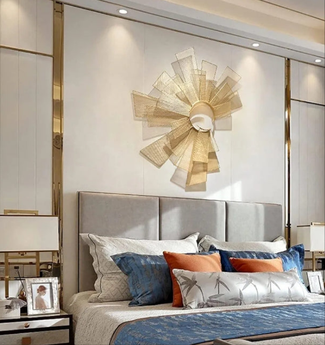 Wall Sculpture Metal Wall Art, Creative Sun-Shaped Wall Sculpture, Modern Impressionist Wall Panel Decor for Home Living Room Wall Hanging Statue