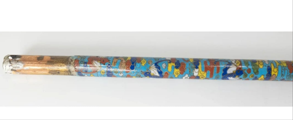 Rare 18th Century Chinese Cloisonne Enamel Gilt Bronze Dragon Cane Scepter