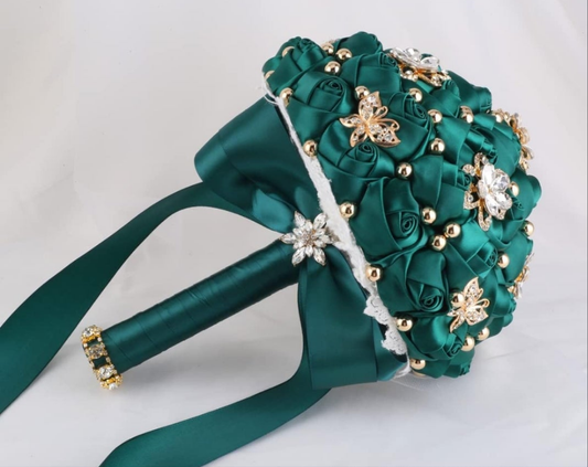 One Big Size(8.26) Diamond Bridal Wedding Bouquet Bridesmaid Toss Bouquet Foam Rose Bouquet with Ribbon