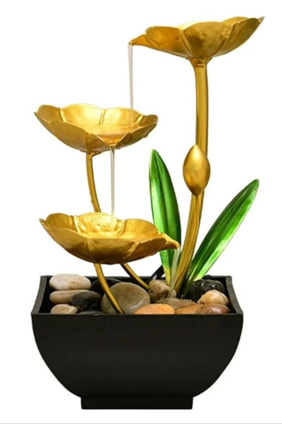 Pink Tabletop Water Fountain, USB Desktop Sleep Waterfall, Women Office Decor, Zen Garden for Desk