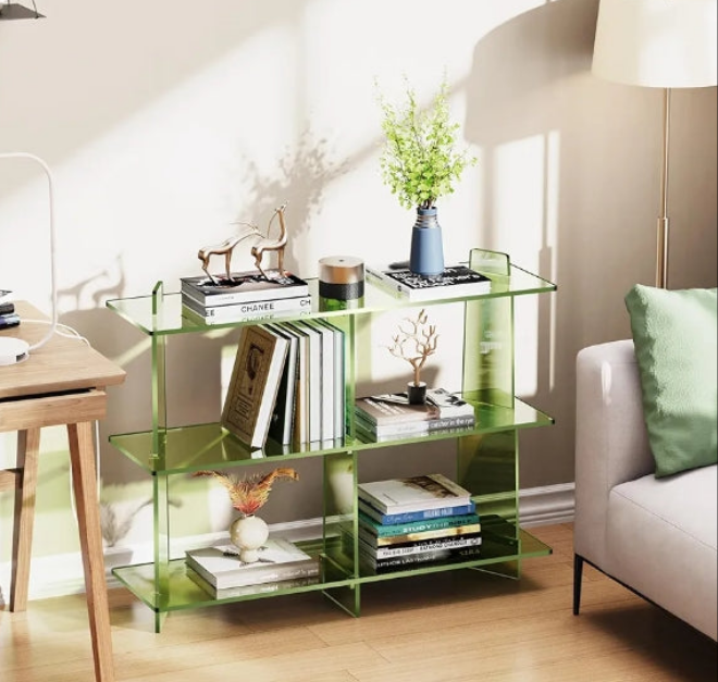 Acrylic Bookshelf, Small 3 Tier Open Bookcase for Small Spaces,Sofa Table, Hallway Entry Table for Home Living Room ( 39.4'' x 11.8'' x 31.5'')