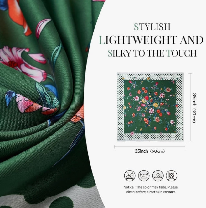 Silk Scarf 35” Head Scarf for Women Wraps Headscarf for Sleeping Square Hair Scarves Fashion Bandana Head scarf