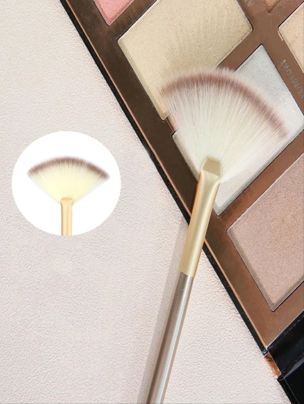 2pcs Fan-shaped Highlighter Brush And Setting Powder Brush Set For Contouring And Makeup polyester