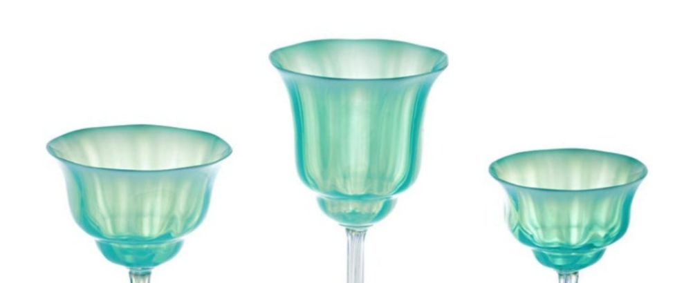 Louis Comfort Tiffany Pastel Favrile Glass Dinnerware 60 pieces