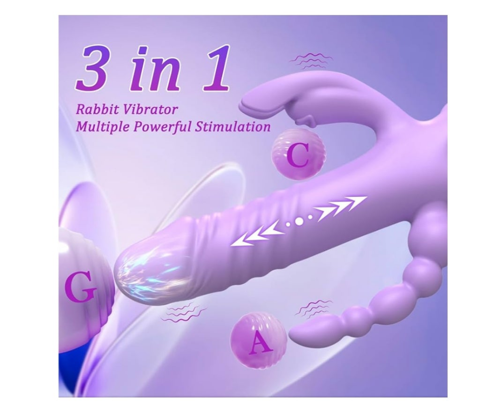 Thrusting Dildo Vibrator Sex Toys for Women, G Spot Anal Rabbit Vibrators Adult Sex Toys with 7 Powerful Speeds & 7 Vibrating Modes Upgrade Silicone Waterproof Rechargeable,Rose