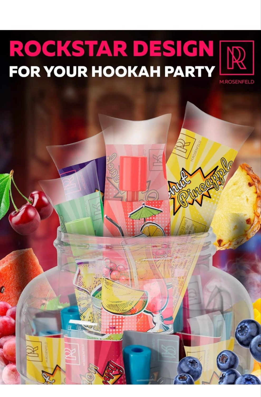 Candy Hookah Tips - 60 pcs Glow in The Dark Jolly Tips - Individually Wrapped Hookah Tips Lollipop Shisha Accessories - 5 x 12 Different Hookah Candy Tips Delicious Flavors - Hookah Tips
