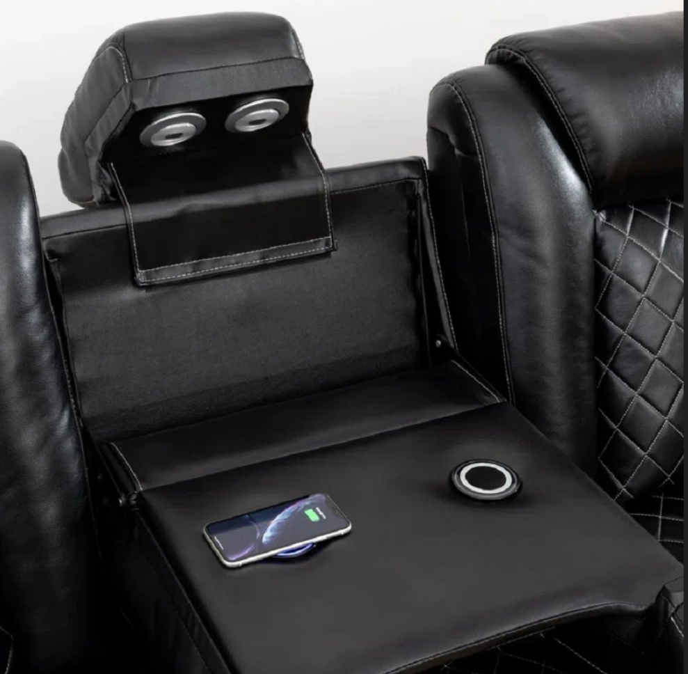 3 Piece Power Reclining Faux Leather with LED Light Living Room Set Movie room Living Room Ding Room Game Room