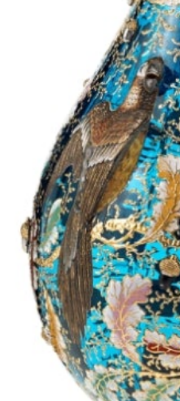 Moser Blue Glass and Enamel Parrot Ewer