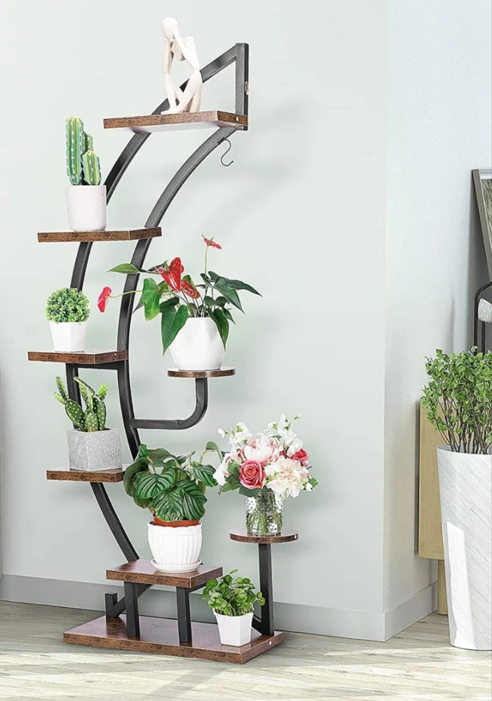 6-Tier Curved Plant Stand with Hanger indoor 3 colors to choose from cute π