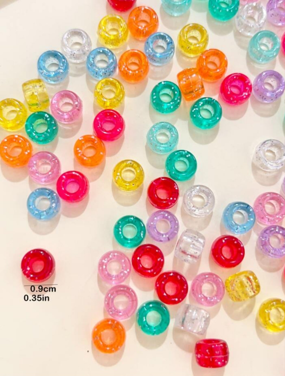 100pcs/pack Fashionable Large Hole Pony Beads For Hair Braided Styles (random Colors