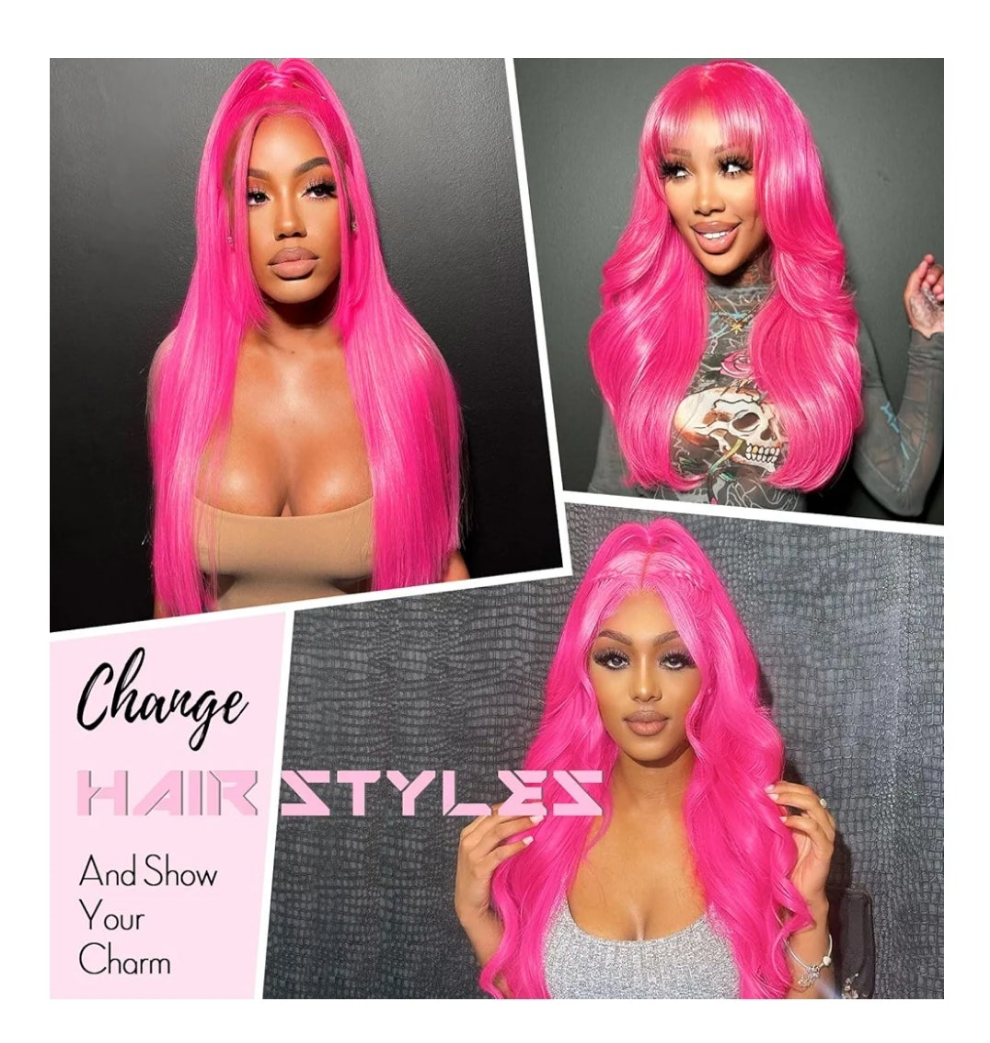 Pink Lace Front Wig Human Hair 200 Density 13x4 Body Wave HD Lace Front Wigs Human Hair Pre Plucked Human Hair Lace Front Wigs Colored 20 Inch