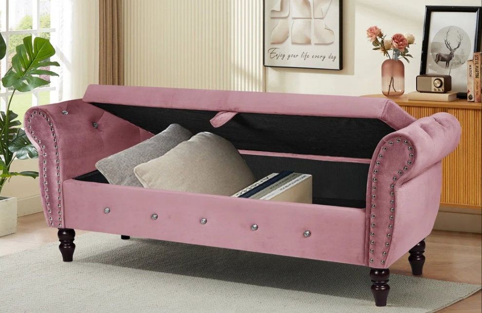 Velvet Ottoman With Storage Space inside Unique and Fun