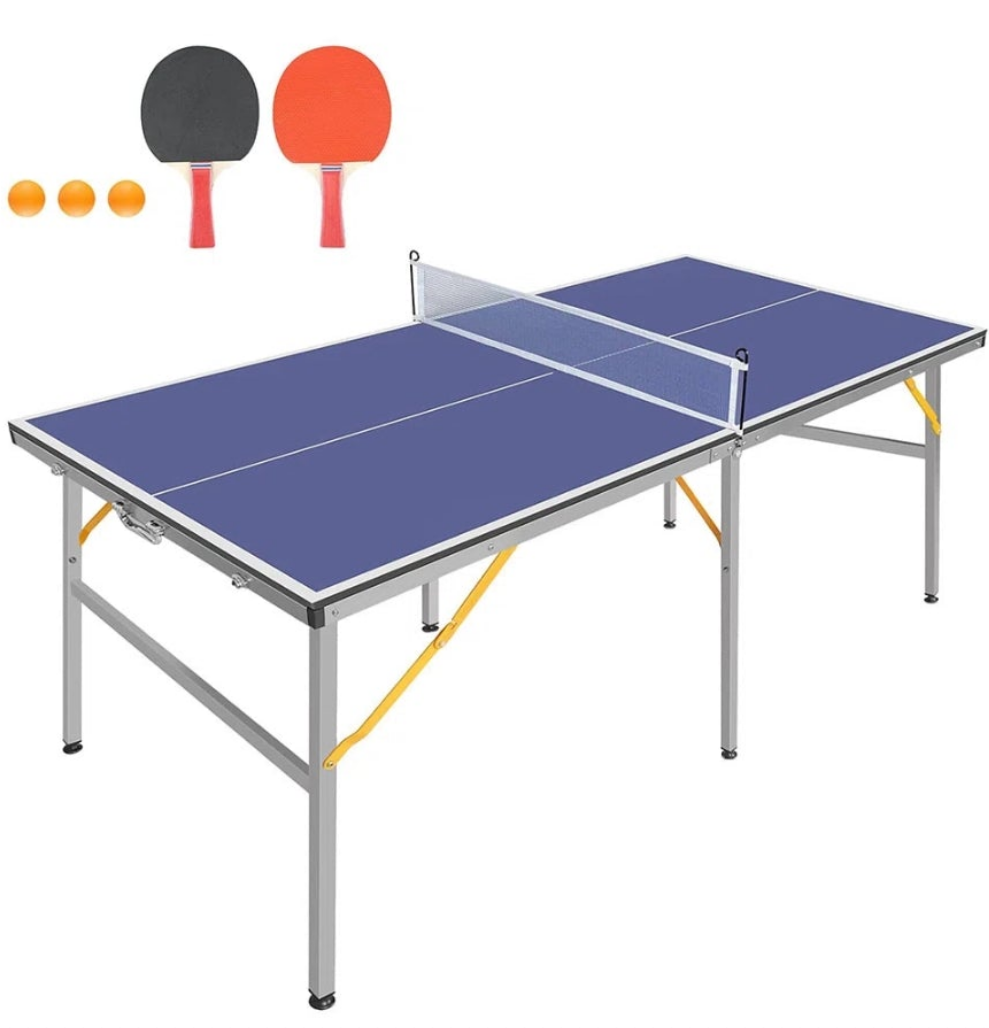 Tennis Table Foldable & Portable Ping Pong Table Set, 2 Table Tennis Paddles & 3 Balls
