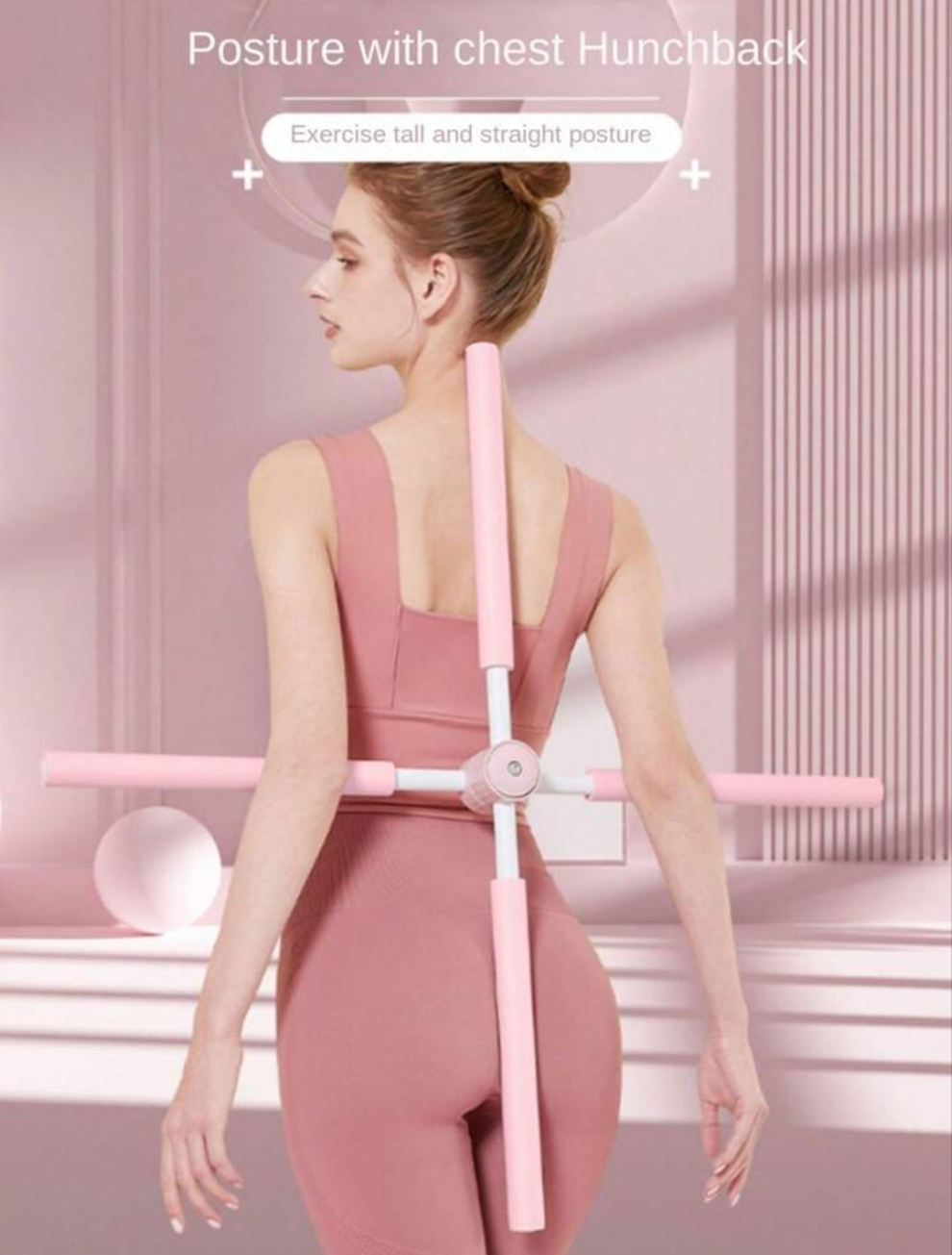1pc Yoga Stick For Back And Shoulder, Model Cross Stand Yoga Stick For Body Training, Suitable For Various Scenarios stainless steel
