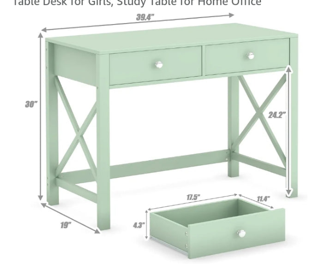 Office Desk with Drawers Modern Writing Computer Desk, Small Makeup Vanity Table Desk for Bedroom, Study Table for Home Office