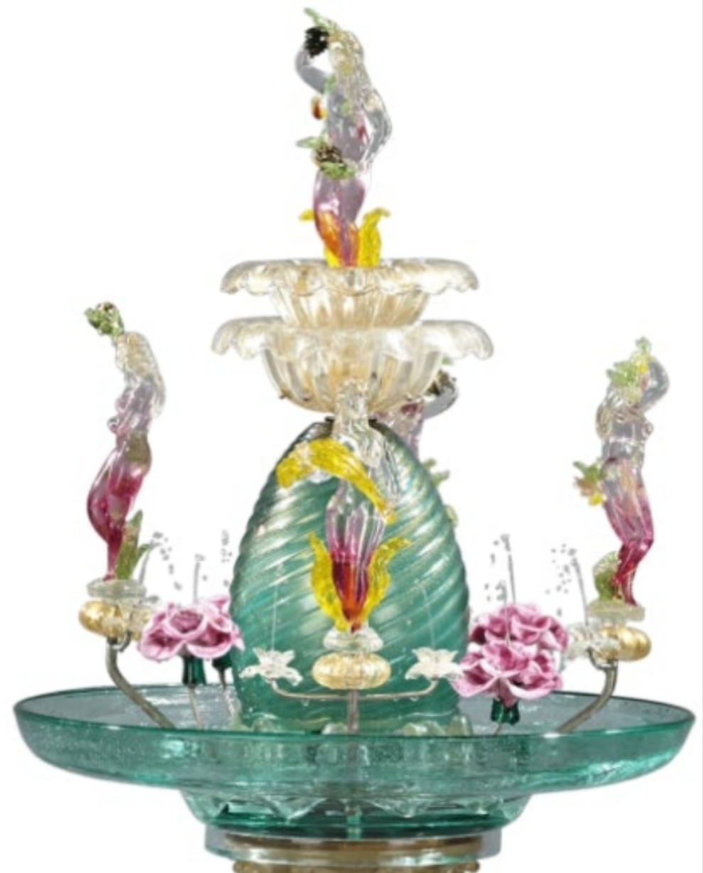 24-Carat Gold Leaf Murano Venetian Glass Water Fountain Incredible