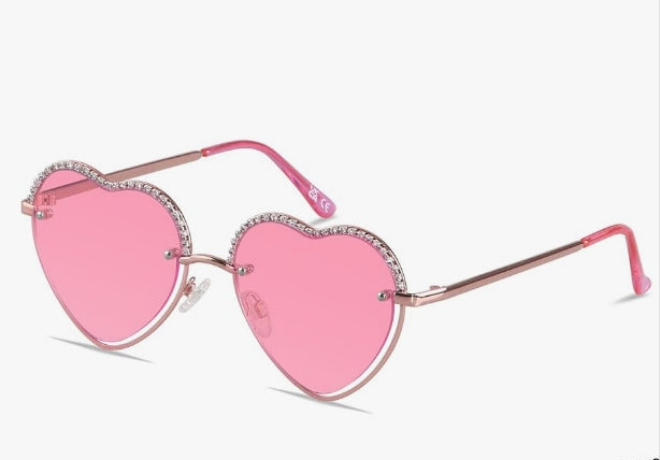 Trendy Heart Shaped Sunglasses Womens Rhinestone Love Eye Sun glasses Metal Lovely Fashion Diamond Sunnies