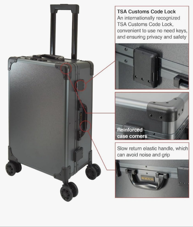 Rolling Makeup Train Case with Mirror and Lights Cosmetic Travel Box Mobile Barber Stations with Bluetooth, Speaker, Wheels, Stands