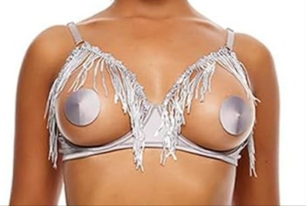 Peep Show Sequin Fringe Bra and Waist Cincher Lingerie Set Cocomoney