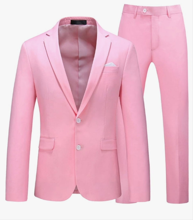 Men's Suit Slim Fit 2 Button 2 Piece Suits for Men Party Formal Dress Solid Tuxedo Blazer Jacket Pants Set