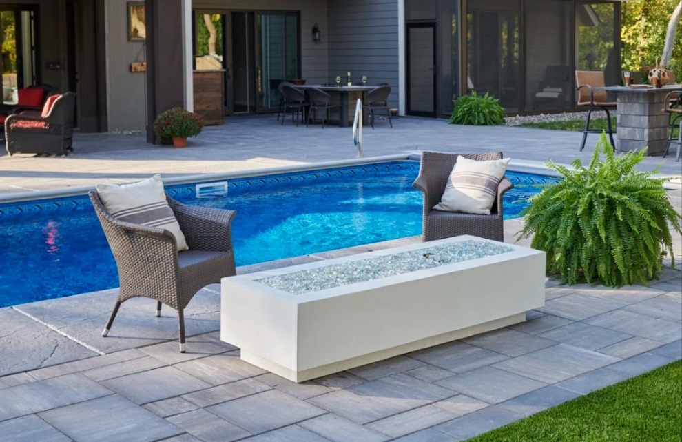 Rectangle Concrete Smokeless Fire Pit Table with Lid