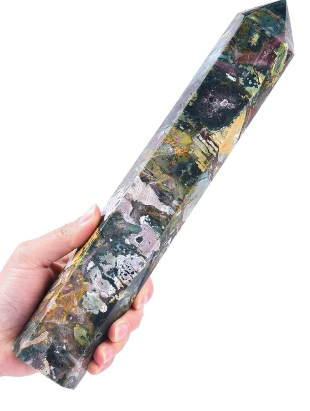 Extra Large Crystal Obelisk Tower Point Wand 6 Faceted Reiki Meditation Therapy