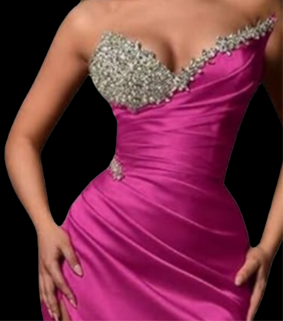 Strapless Beaded Mermaid Wedding Dresses for Women Long Satin Formal Evening Party Gowns with Slit