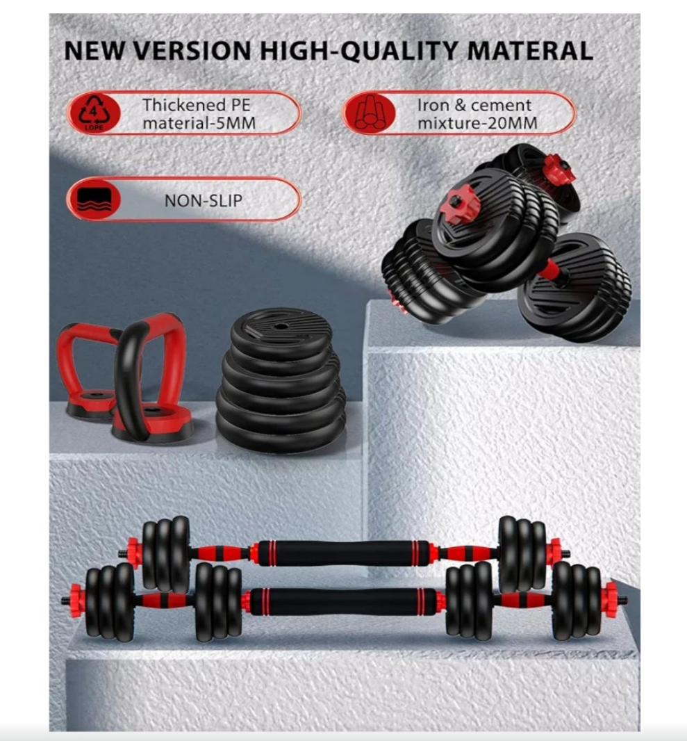 Adjustable Dumbbells, 10/25/35/55/70/90lbs Free Weight Set with Connector, 4 in1 Dumbbells Set Used as Barbell, Kettlebells, Push up Stand, Fitness Exercises for Home Gym Suitable Men/Women
