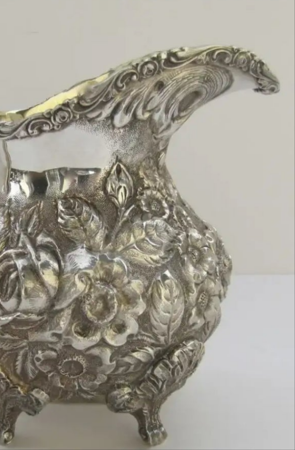 Sterling Silver Tea Coffee Set Repousse Baltimore Rose by Schofield 5 Piece