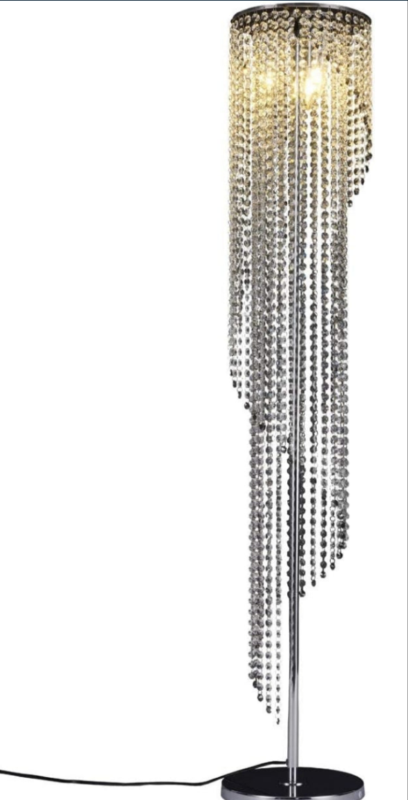 Silver Crystal Floor Lamp S Shape Chrome Finish