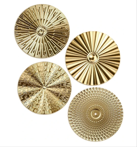 4 Pcs 12 Inch Metal Wall Art Decor Sunburst Hanging Metal Artwork Decor Wall Art Decorations for Home Living Room Office(Gold)